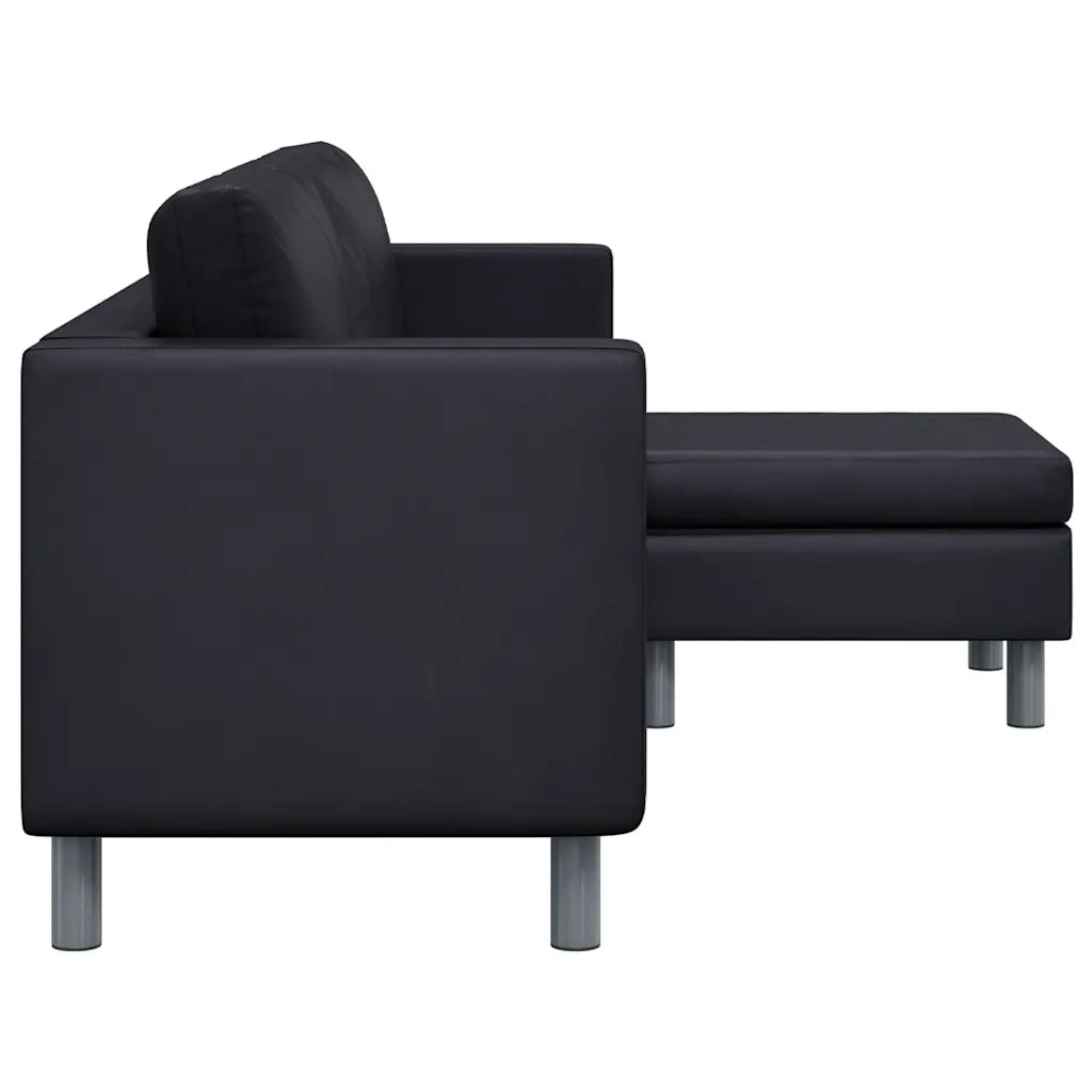Divano Componibile a 3 Posti in Pelle Artificiale Nero    cod mxl 59177