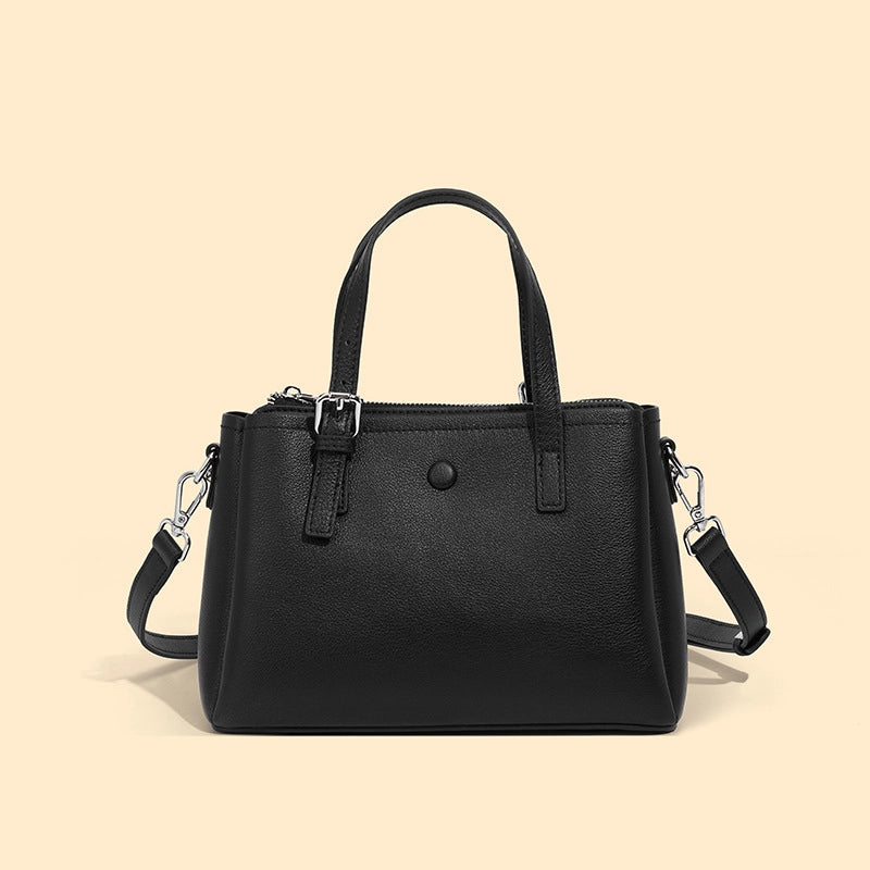 Borsa a tracolla da donna in vera pelle nera