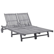 Lettino prendisole sedia a sdraio lettino prendisole letto da giardino mobili da esterno per patio 2 posti legno massello di acacia 02_0012239