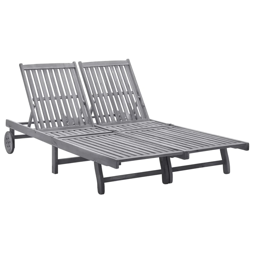Lettino prendisole sedia a sdraio lettino prendisole letto da giardino mobili da esterno per patio 2 posti legno massello di acacia 02_0012239