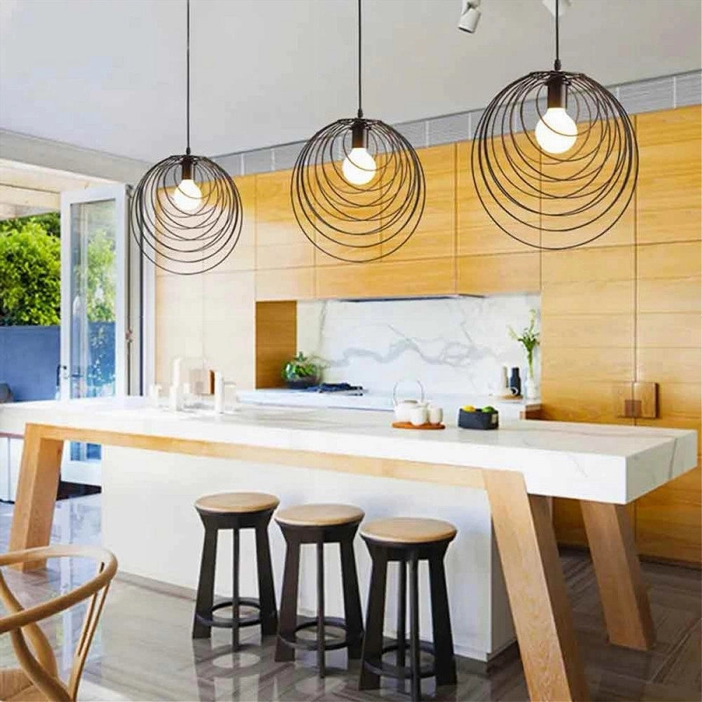 Trade Shop - Lampadario A Sospensione Nero E27 Lampada Geometrica Da Soffitto Decorativa B86 -