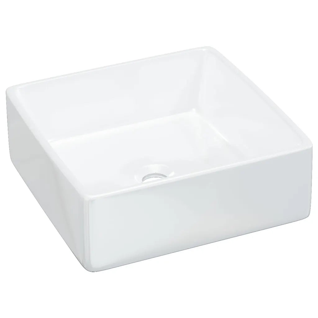 vidaXL Lavandino Bianco 37x37x13 cm in Ceramica Quadrato