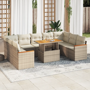 Divano da Giardino 10 pz con Cuscini Beige in Polyrattan Acacia 3327530