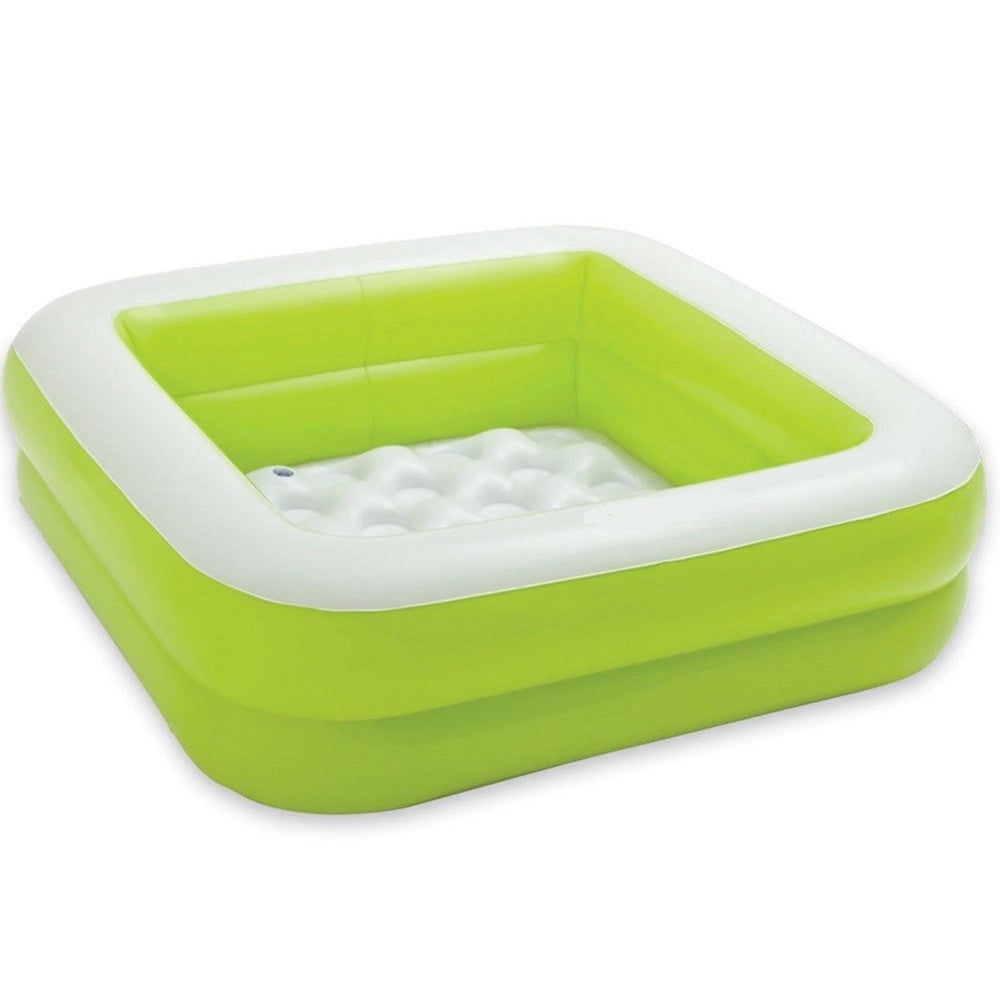 Trade Shop - Piscina Gonfiabile Per Bambini Baby Quadrata 2 Anelli Verde 85 X 85 X 23 Cm -