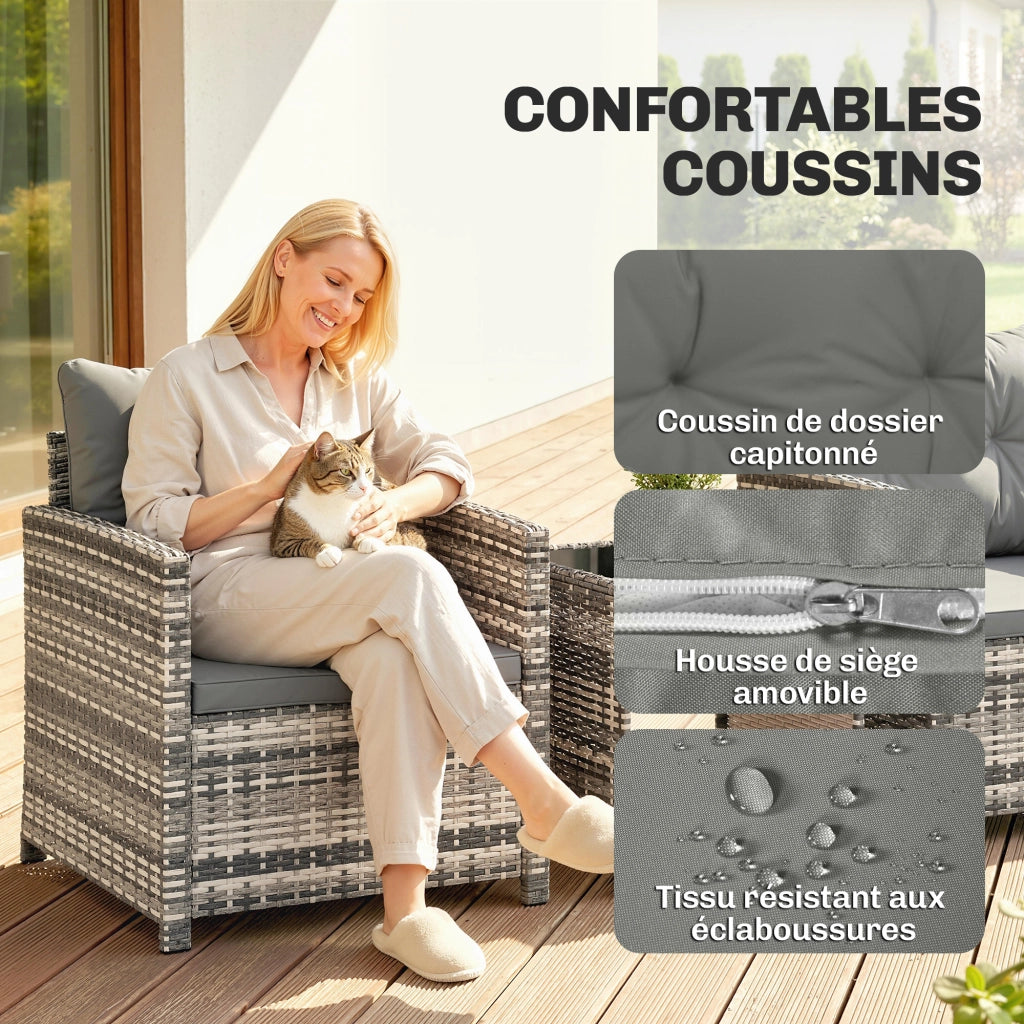 Set Giardino 3 Pezzi con Tavolino e 2 Sedie ¨C zephmum ¨C Grigio Chiaro, Polyrattan, 62x65x75 cm