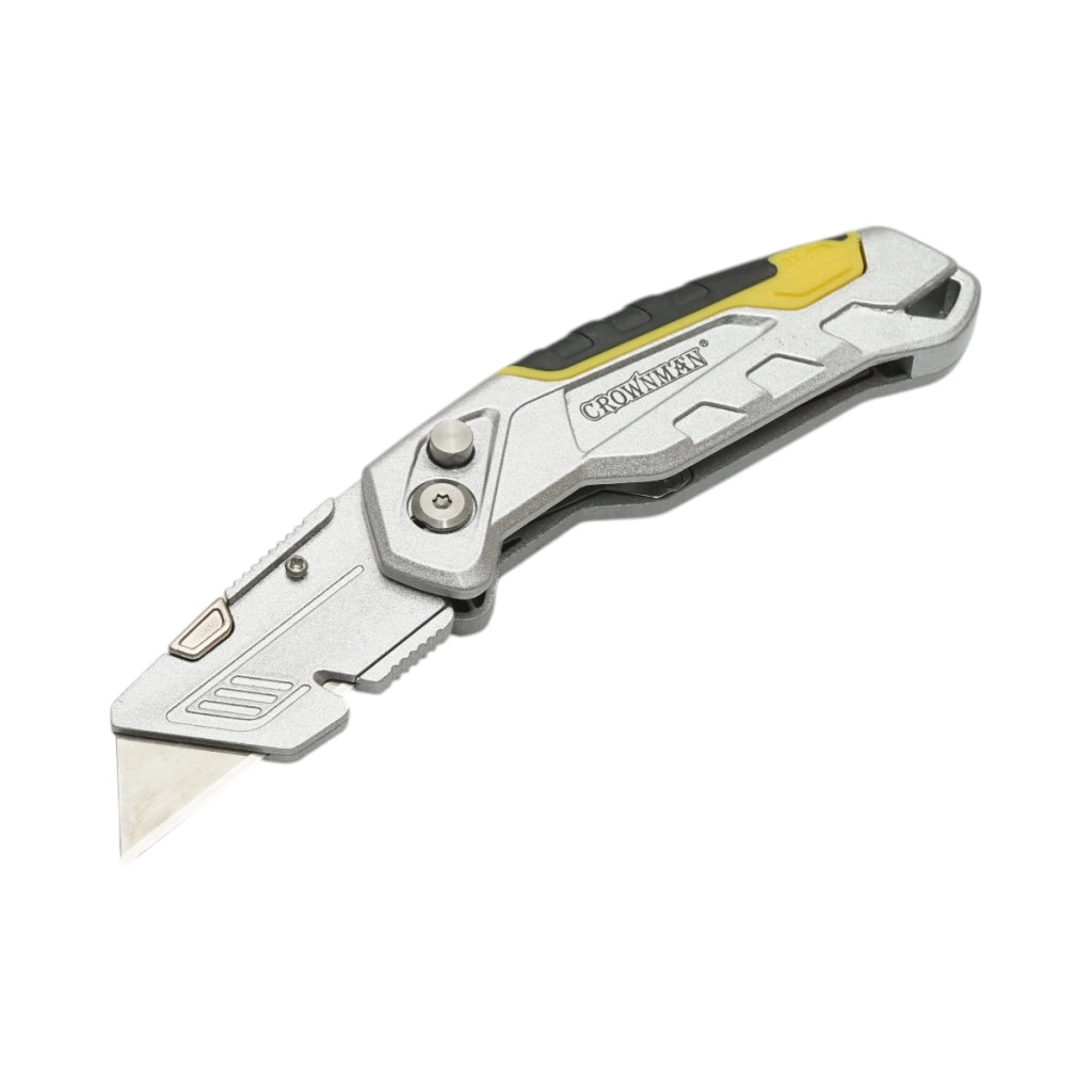 Coltello pieghevole professionale con lama in acciaio SK5 da 19 mm e corpo in alluminio Crownman per impieghi gravosi.