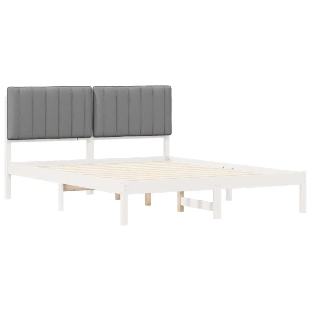 Letto con Testiera Rivestita Grigio chiaro 150 x 200 cm