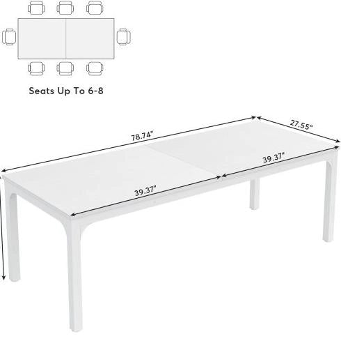 Tavolo da conferenza rettangolare bianco 200 x 70 x 75 cm