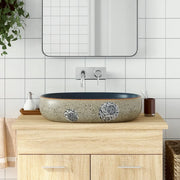 Lavabo da Appoggio-Lavandino-Lavello Sabbia e Blu Ovale 59x40x14 cm Ceramica 636950