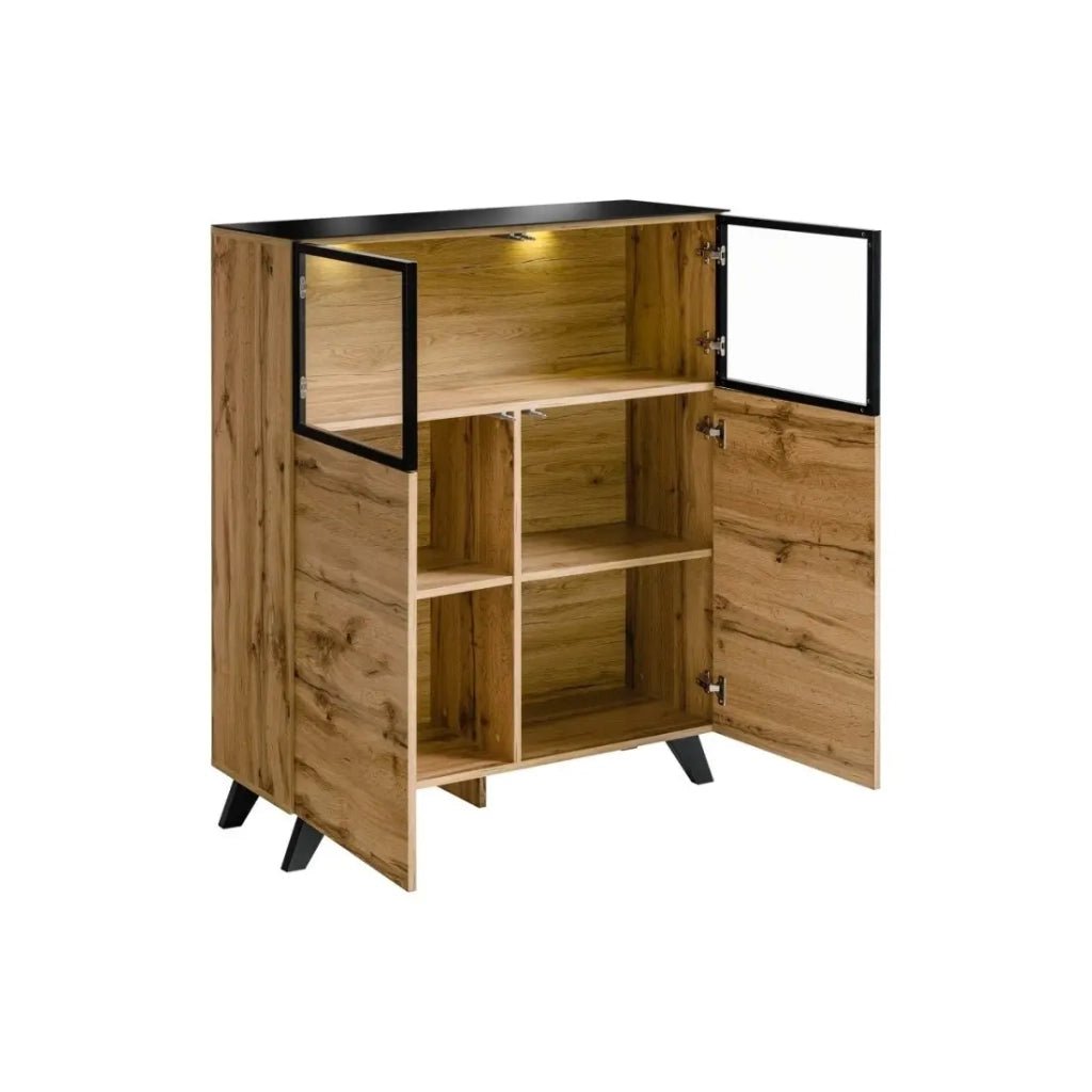 Set di mobili da salotto TINO composto da quattro mobili e uno scaffale in stile industriale.