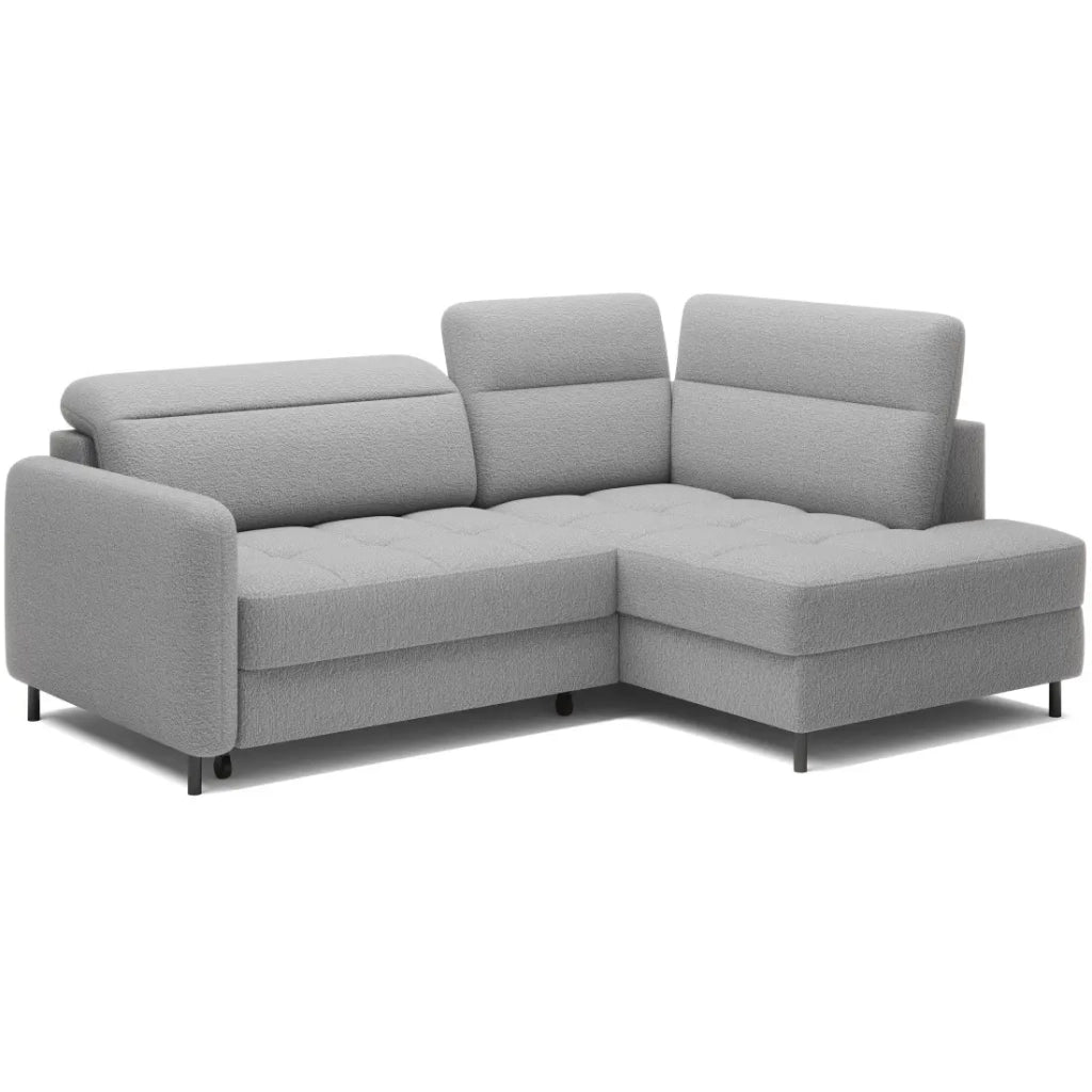 Divano angolare destro convertibile BARNEA 208 cm grigio chiné con contenitore