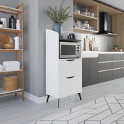 Mobile 2 Cassetti 2 Ripiani 60x36x136 cm in MDF Gorki Bianco e Grigio