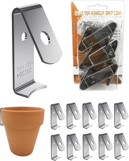 Supporti di Pianta per Esterno - 12 pezzi - Supporto per Pianta in Acciaio Inossidabile per Muro - Regge Piantine da 5" a 8" - Standard Pianta