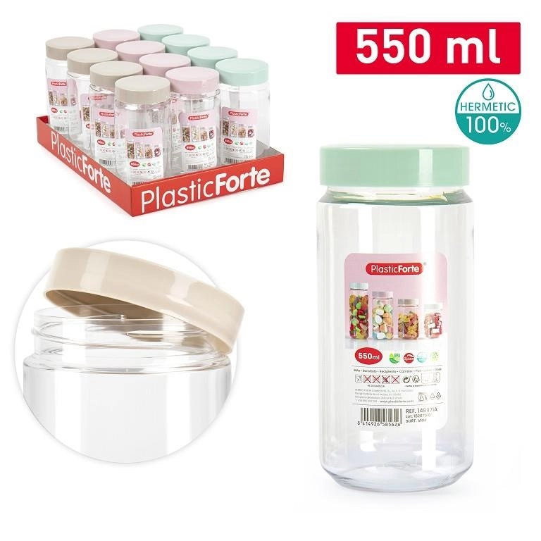 1 Pezzo Barattolo da Cucina Multiuso in Plastica Montecarlo 550 ml 3 Colori