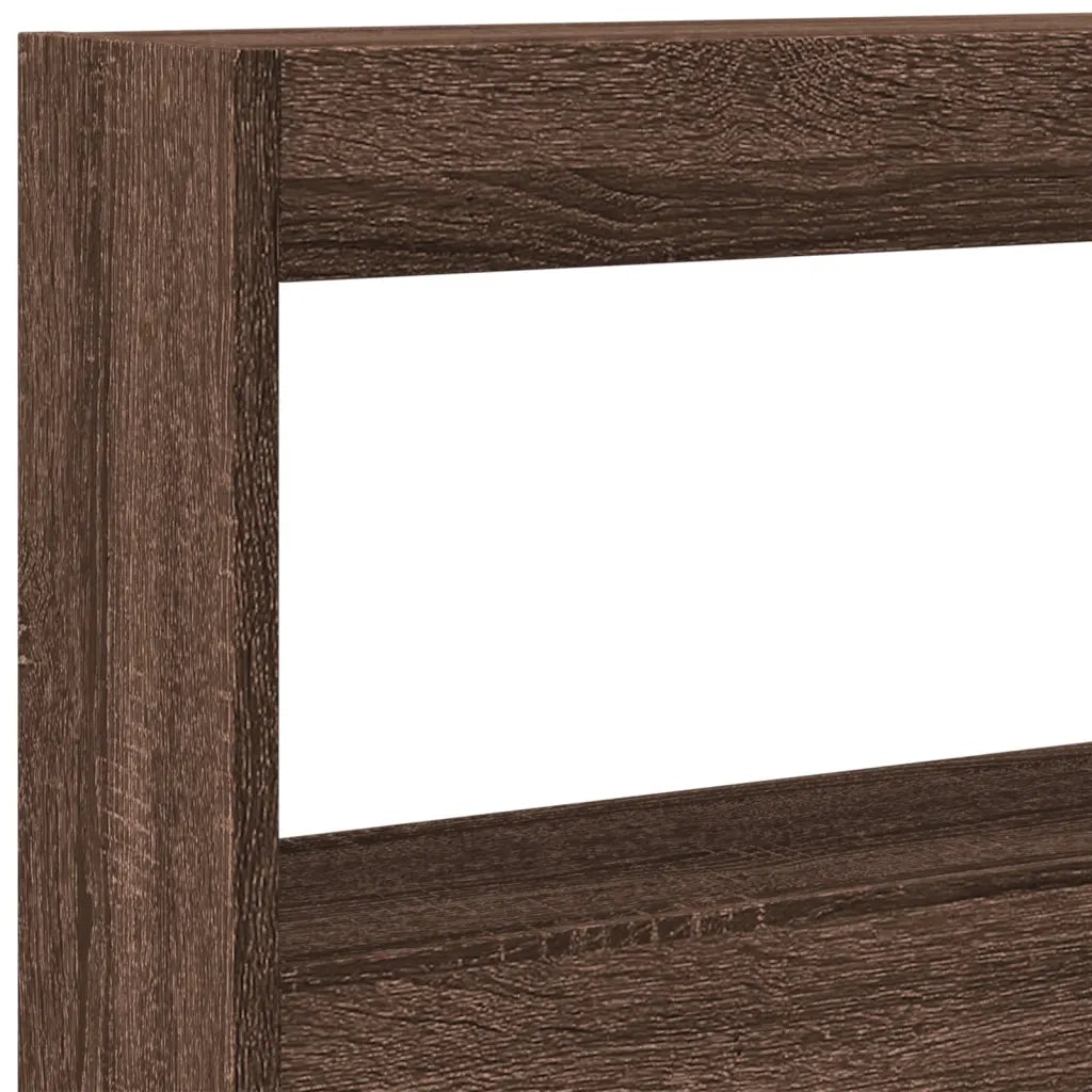 Testiera con Contenitore a LED-Testiera con Ripiani Rovere Marrone 160x17x102 cm