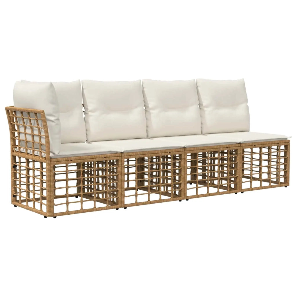 Set Divano da Giardino 9 pz Naturale e Bianco Crema polyrattan 3437984