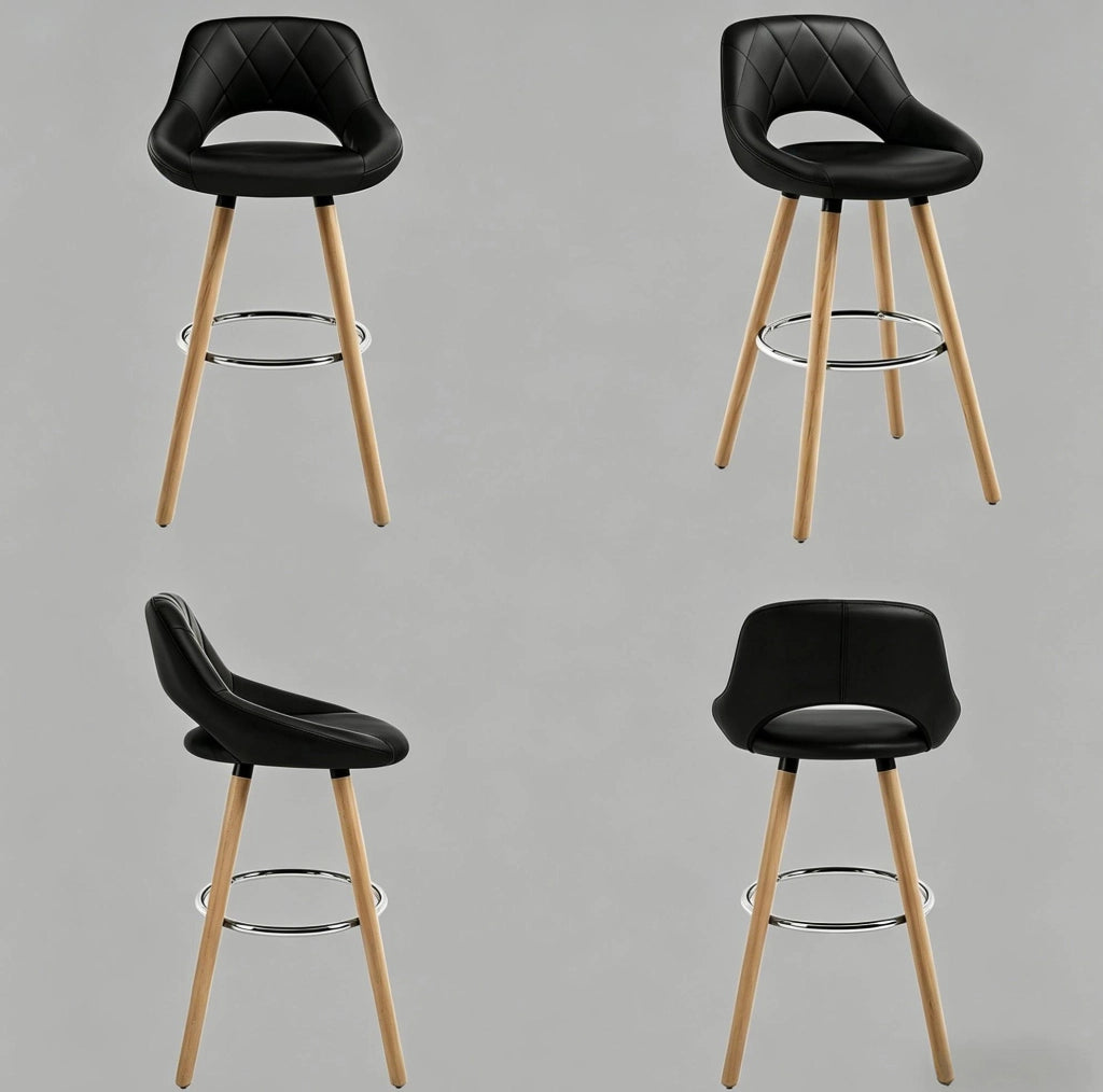 Sgabello da bar 43x40x96 cm nero in similpelle e legno per cucina e bar