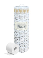 Portarotolo Carta Igienica Da Terra Con Coperchio Portacarta Struttura Robusta In Metallo Con Rivestimento Elegante Design Moderno Accessori Bagno In Vimini Intrecciato Fino a 4 Rotoli   - Heart