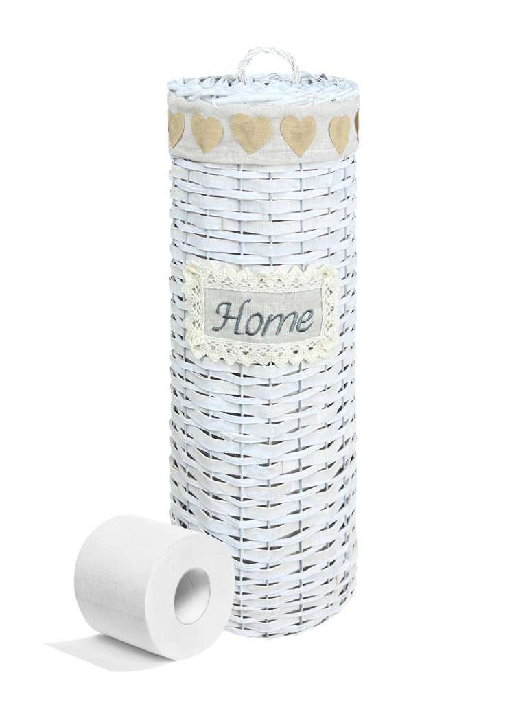 Portarotolo Carta Igienica Da Terra Con Coperchio Portacarta Struttura Robusta In Metallo Con Rivestimento Elegante Design Moderno Accessori Bagno In Vimini Intrecciato Fino a 4 Rotoli   - Heart