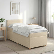 Letto box spring con materasso Crema 100 x 200 cm Tessuto 3450886