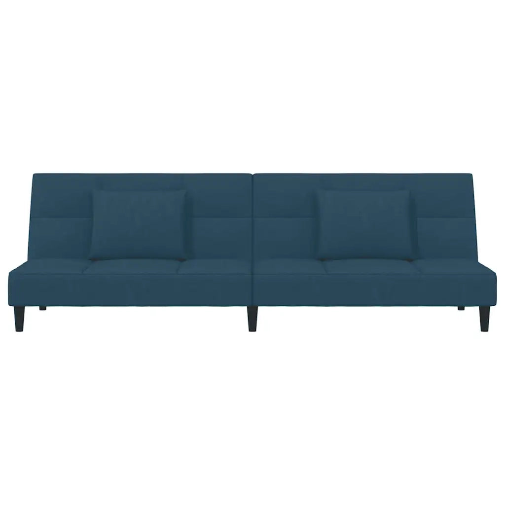Divano letto | Sof¨¤ letto | Letto singolo a 2 Posti con 2 Cuscini Blu in Velluto