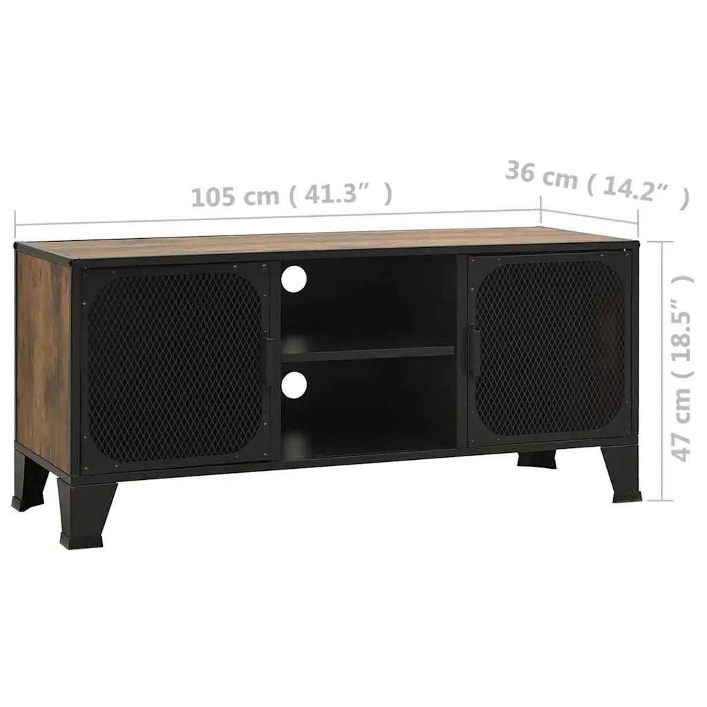 Mobile Porta TV Marrone Rustico 105x36x47 cm in Metallo e MDF cod mxl 15626