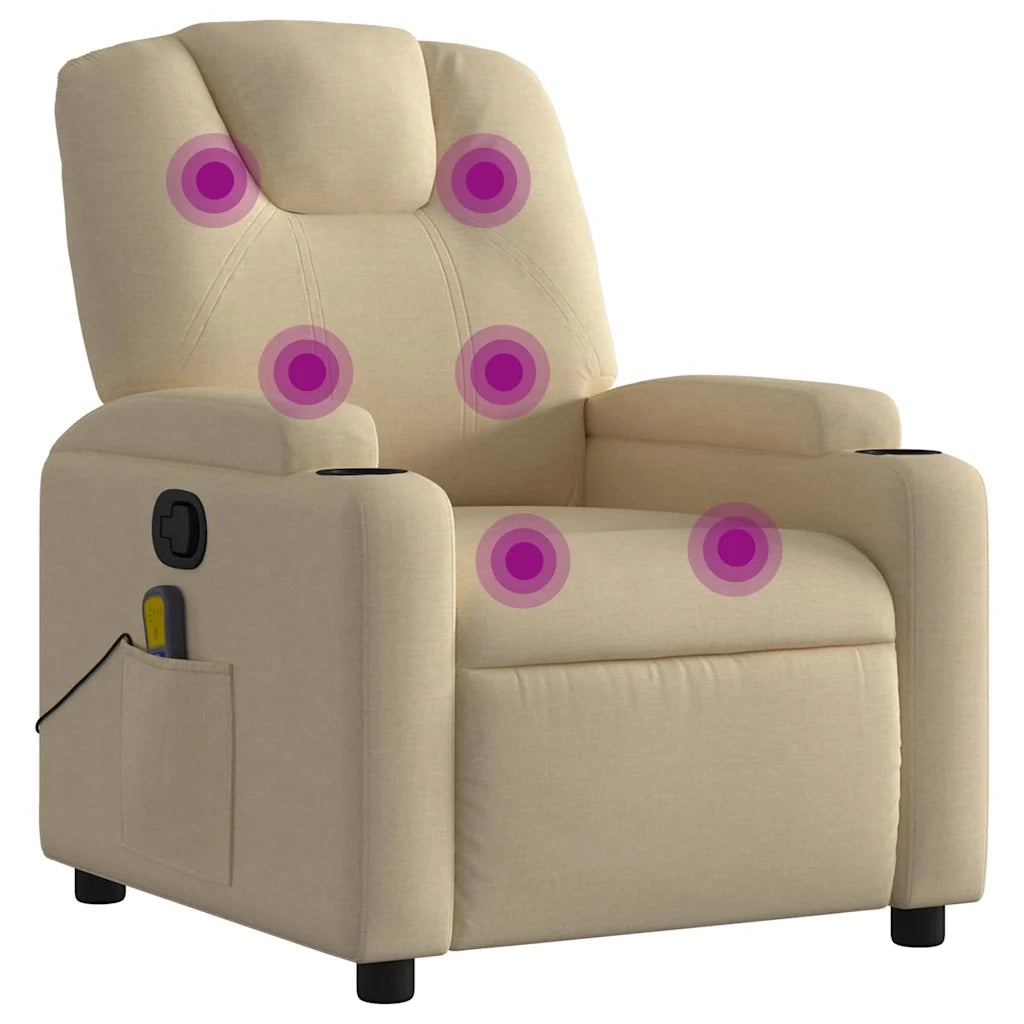 Poltrona reclinabile massaggiante in tessuto color crema 3205515