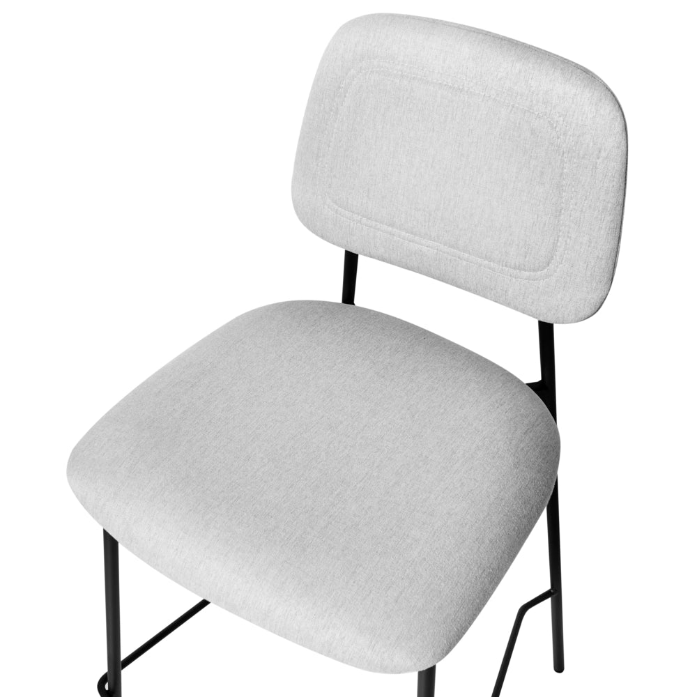 Set di sedie da bar imbottita in finto lino grigio chiaro arredi da sala da pranzo Design Glam