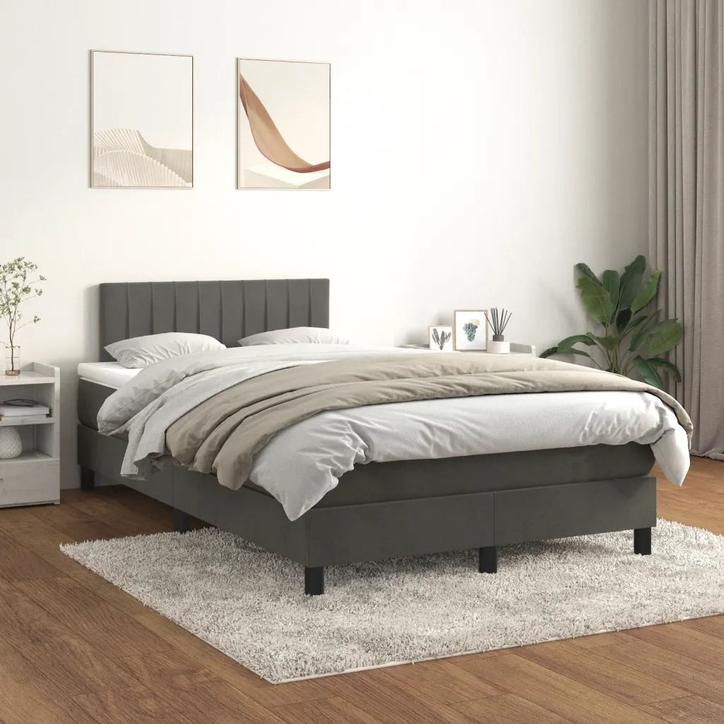 Giroletto a Molle con Materasso Grigio Scuro 120x190 cm Velluto 3269850