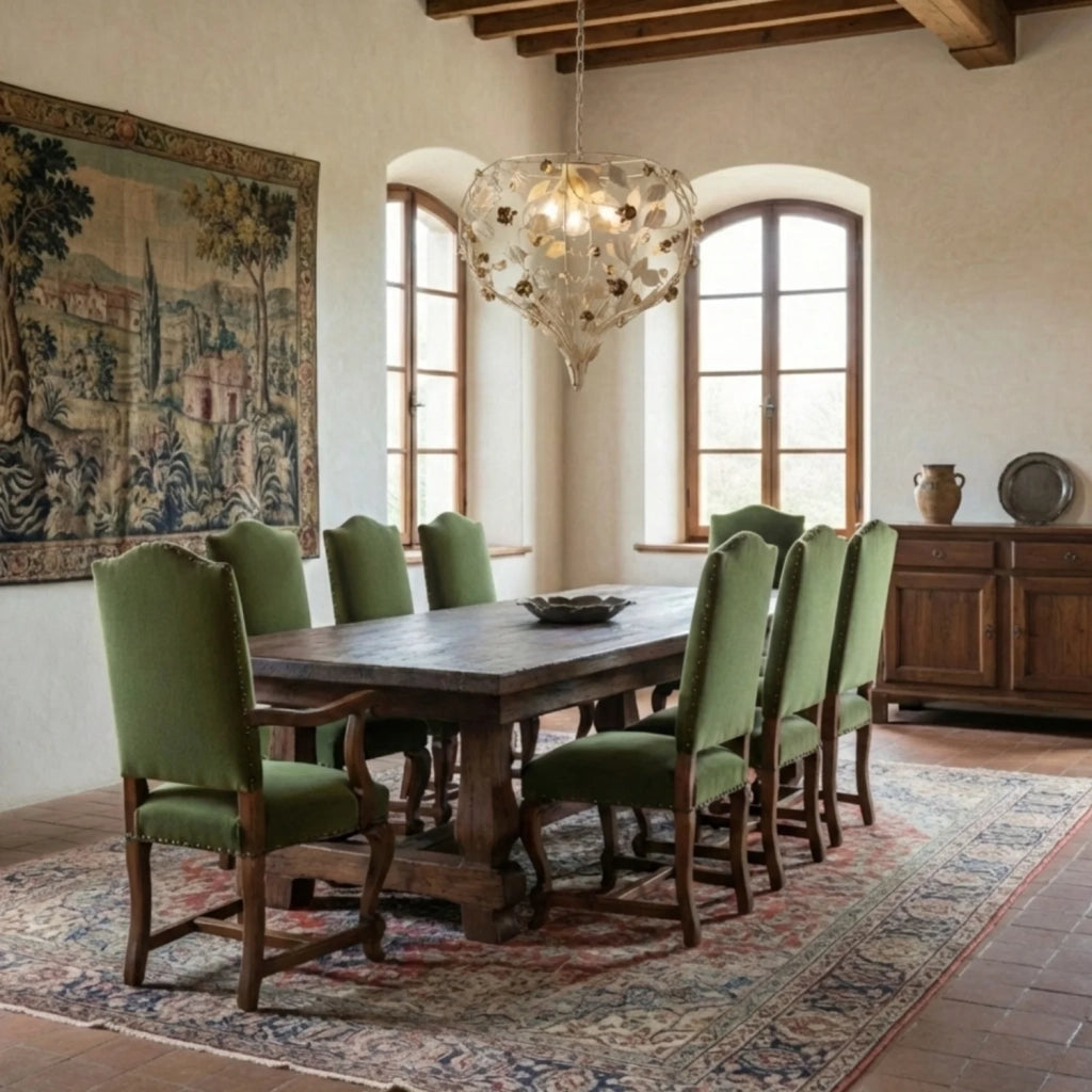 Lampadario Shabby Chic Bella Metallo Avorio Oro 5 Luci E27