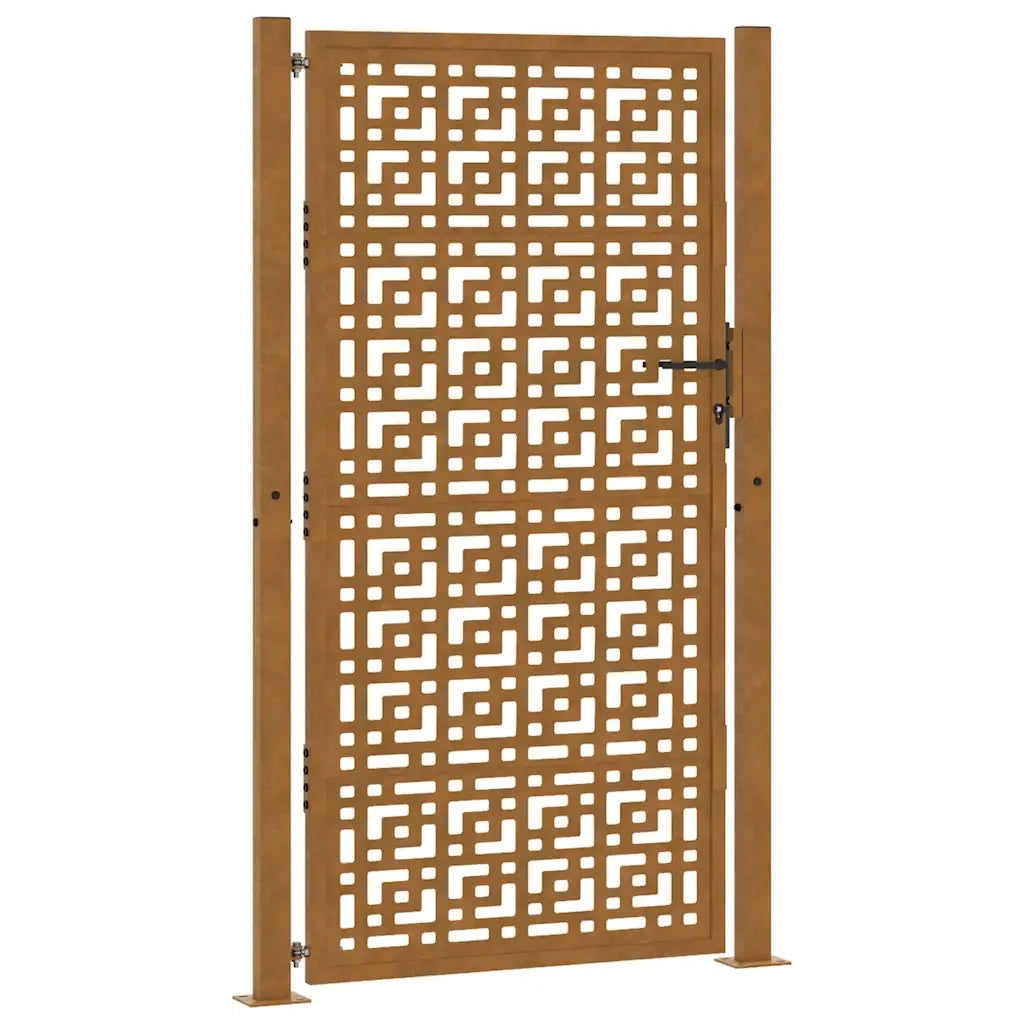 Cancello da giardino 100x200 cm in acciaio corten con design a croce 4101008