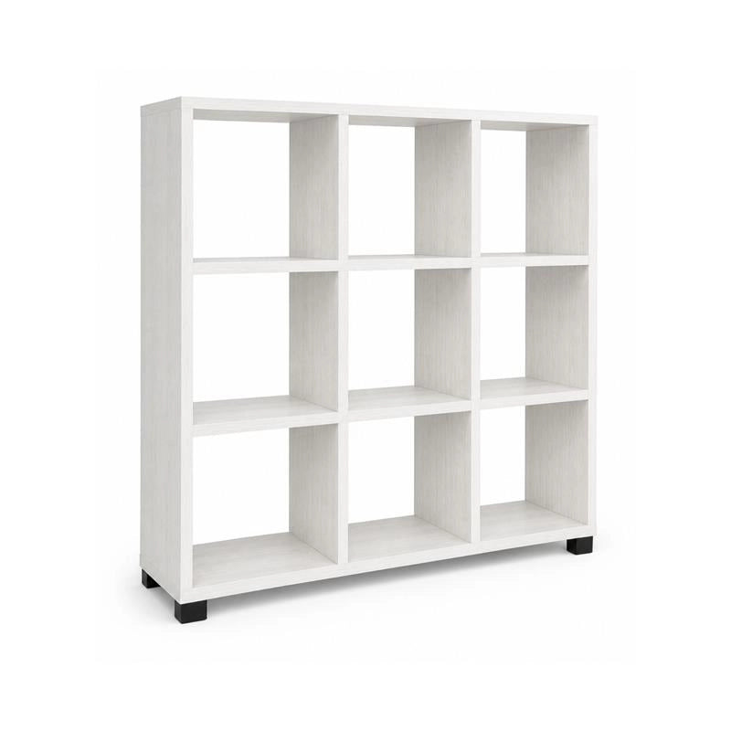 LIBRERIA CUBICA IN LEGNO BIANCO MODERNA CON 9 RIPIANI DIMENSIONI  90X24X99 CM