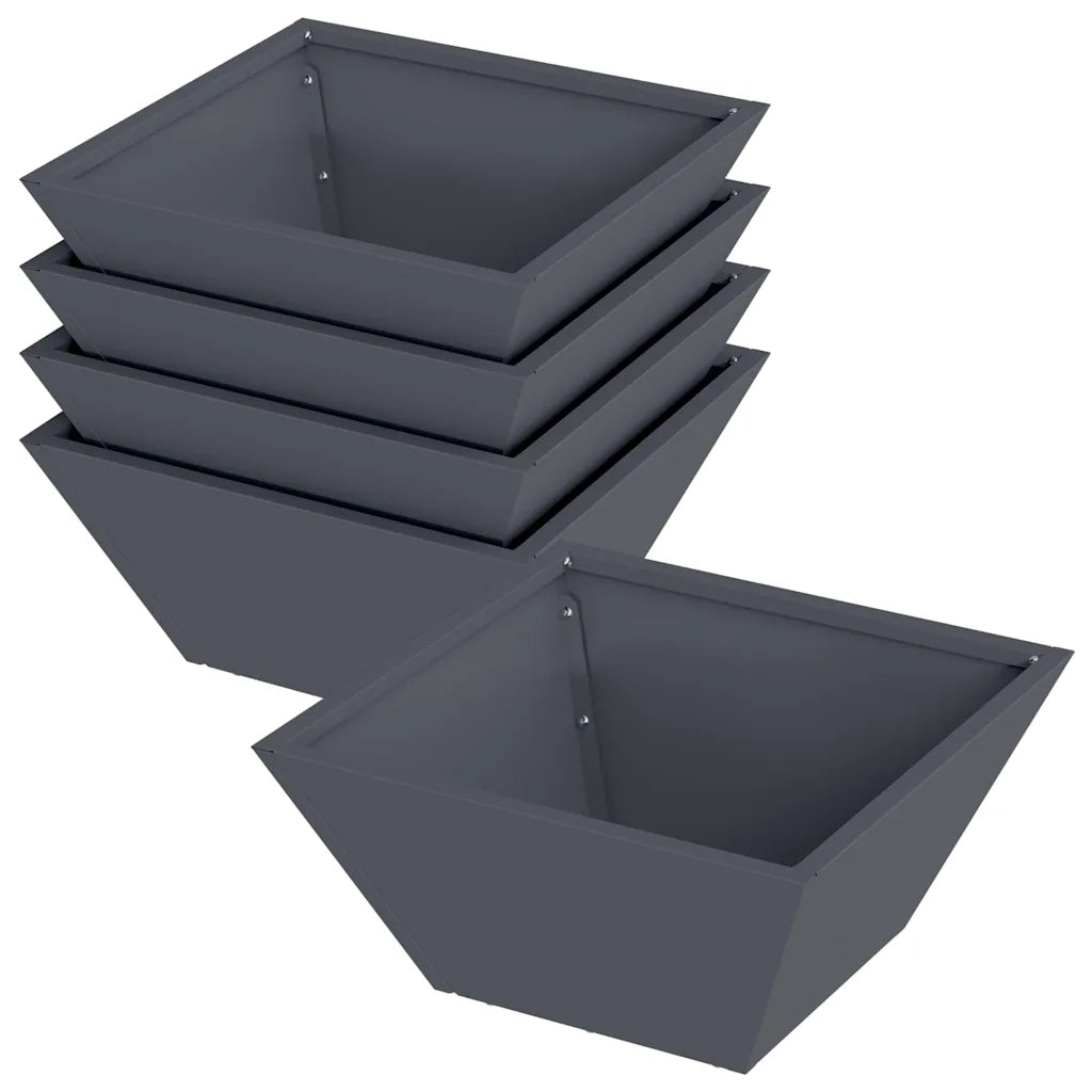 Vaso da giardino 5 pcs Antracite 35 x 35 x 15 cm 873801