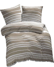 Set di coperte per letto a microfibra Carola con strisce 135 x 200 cm, insieme di 2, facile da stirare con cerniera - Adatto per allergici secondo Oeko-Tex 100-135 x 200 + 80 x 80 cm - Beige