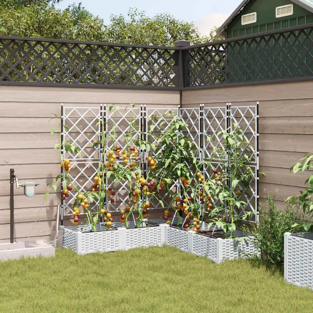 Fioriere | Cassetta per fiori | Vaso da giardino 5 pz Bianco 120 x 120 x 126 cm Plastica