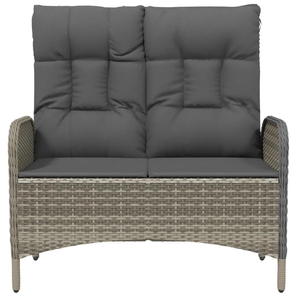 Panca Reclinabile da Giardino Cuscini-Sgabello-Sedia da esterno 107 cm Polyrattan Grigia
