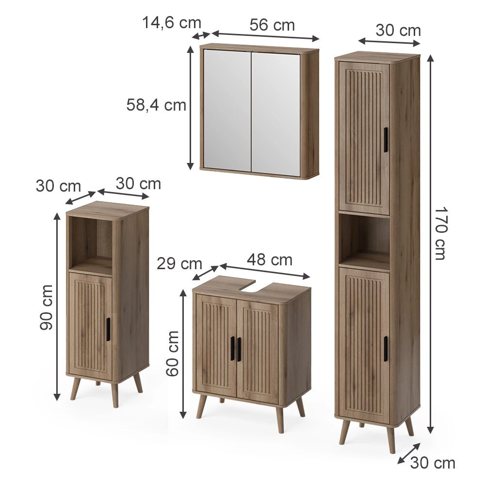Set mobili bagno Skara Rovere 4 parti Vicco
