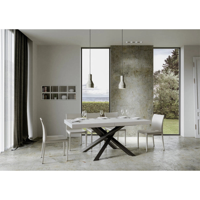 Tavolo allungabile 200/460x90 cm Volantis telaio Antracite - Bianco Frassino