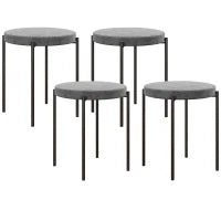 Set di 4 Sgabelli da Cucina Impilabili, Finitura Vellutata, Capacità di 100 kg, Telaio in Acciaio, 41,5 x 41,5 x 46 cm, Grigio Scuro