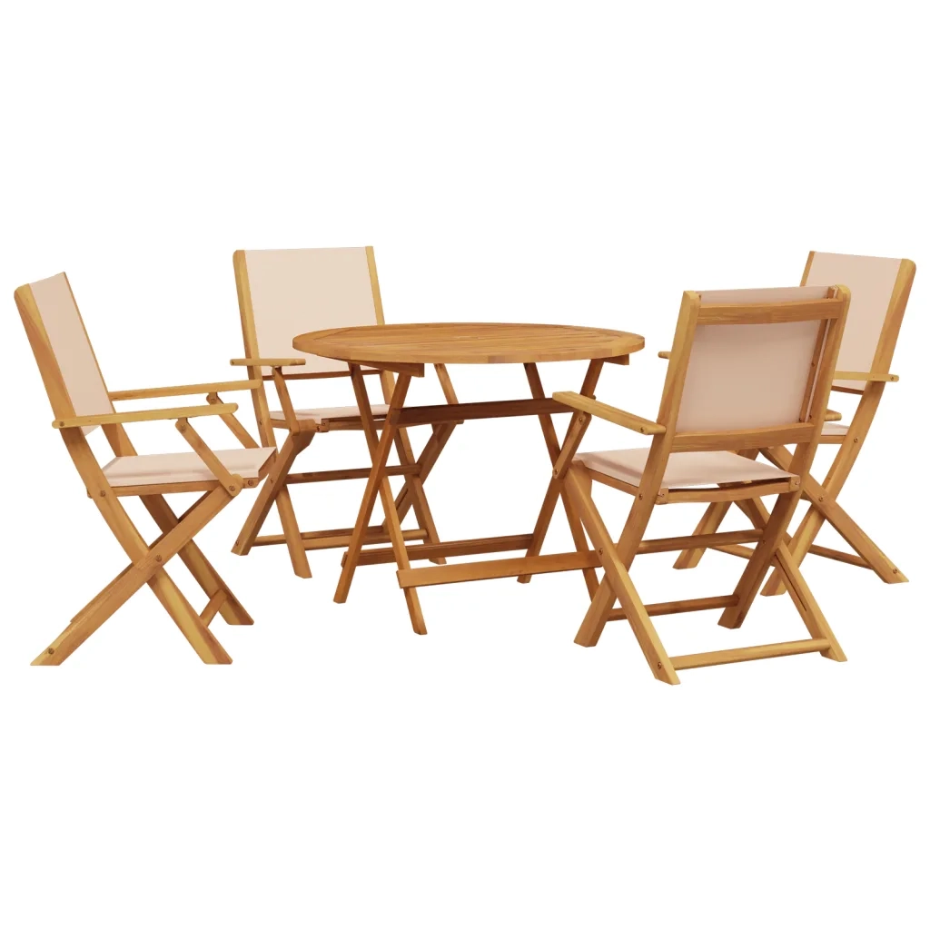 Set Pranzo da Giardino 5 pz Beige in Tessuto e Legno Massello 3281823