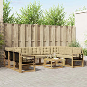 Set di divani da esterno con cuscino 10 pcs Bianco e Beige
