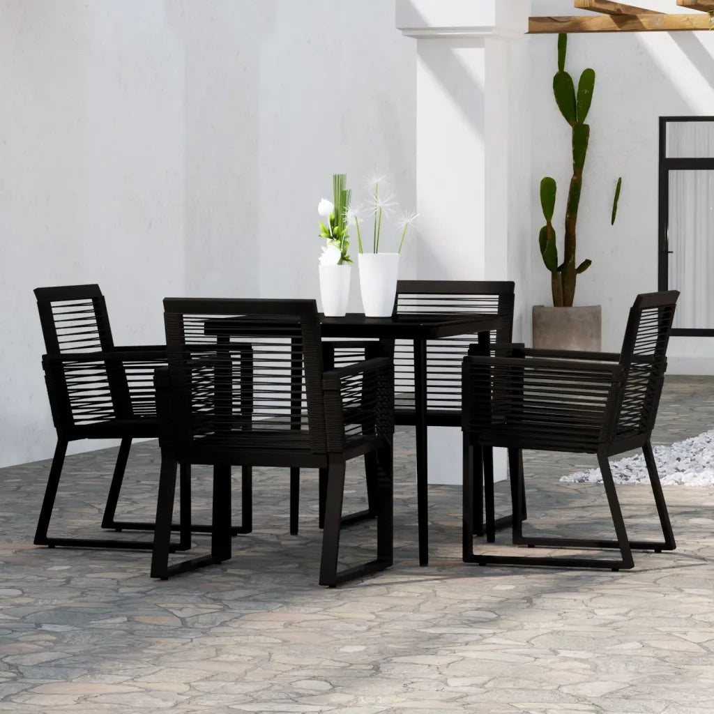 Set Mobili da Pranzo per Giardino 5 pz Nero cod mxl 46907