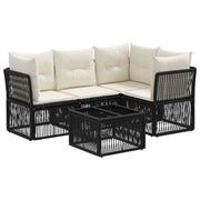 Set Divano da Giardino 5 pcs Nero polyrattan