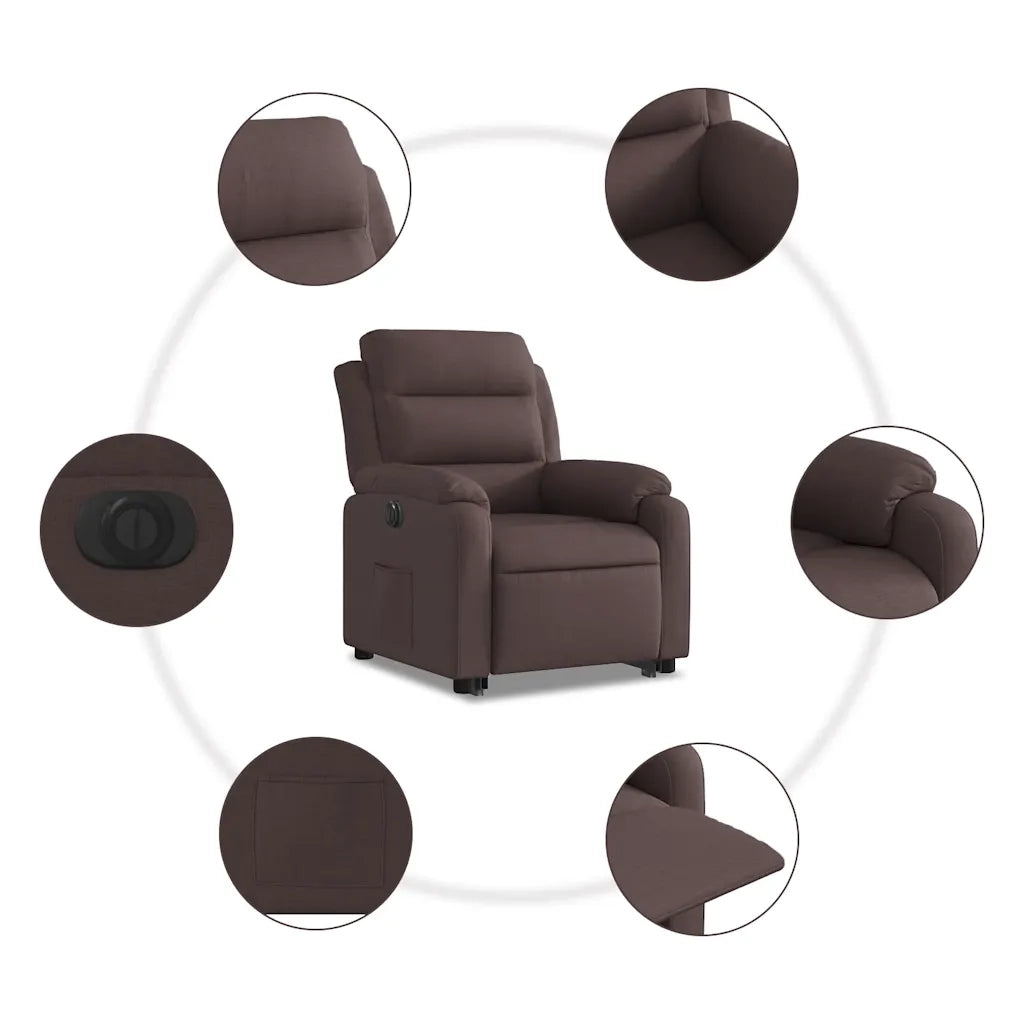 Poltrona Alzapersona Reclinante Elettrica Marrone Scuro Tessuto 3205009