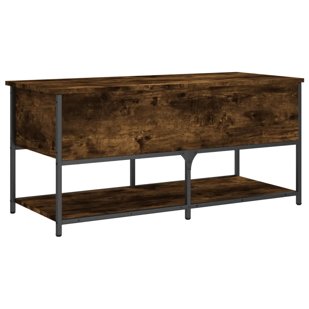 Panca Portaoggetti-Sgabello-Panca con Contenitore Rovere Fumo 100x42,5x47 cm Legno Multistrato