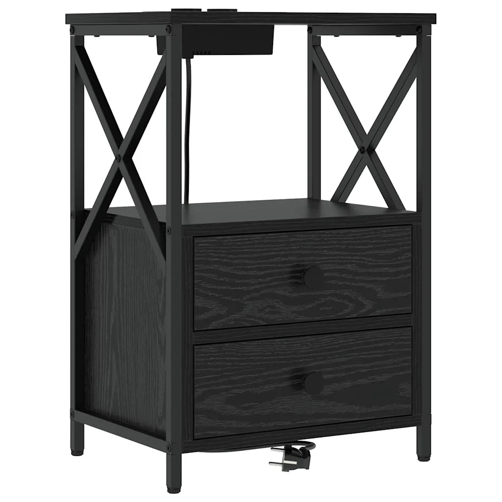 Armadio da Notte con cassetto 2 pcs Rovere Nero 40 x 31 x 60 cm 859561