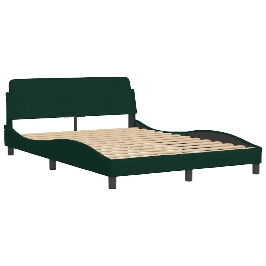 Giroletto con LED senza Materasso-Struttura Letto Hanko Verde Scuro 140x190 cm in Velluto