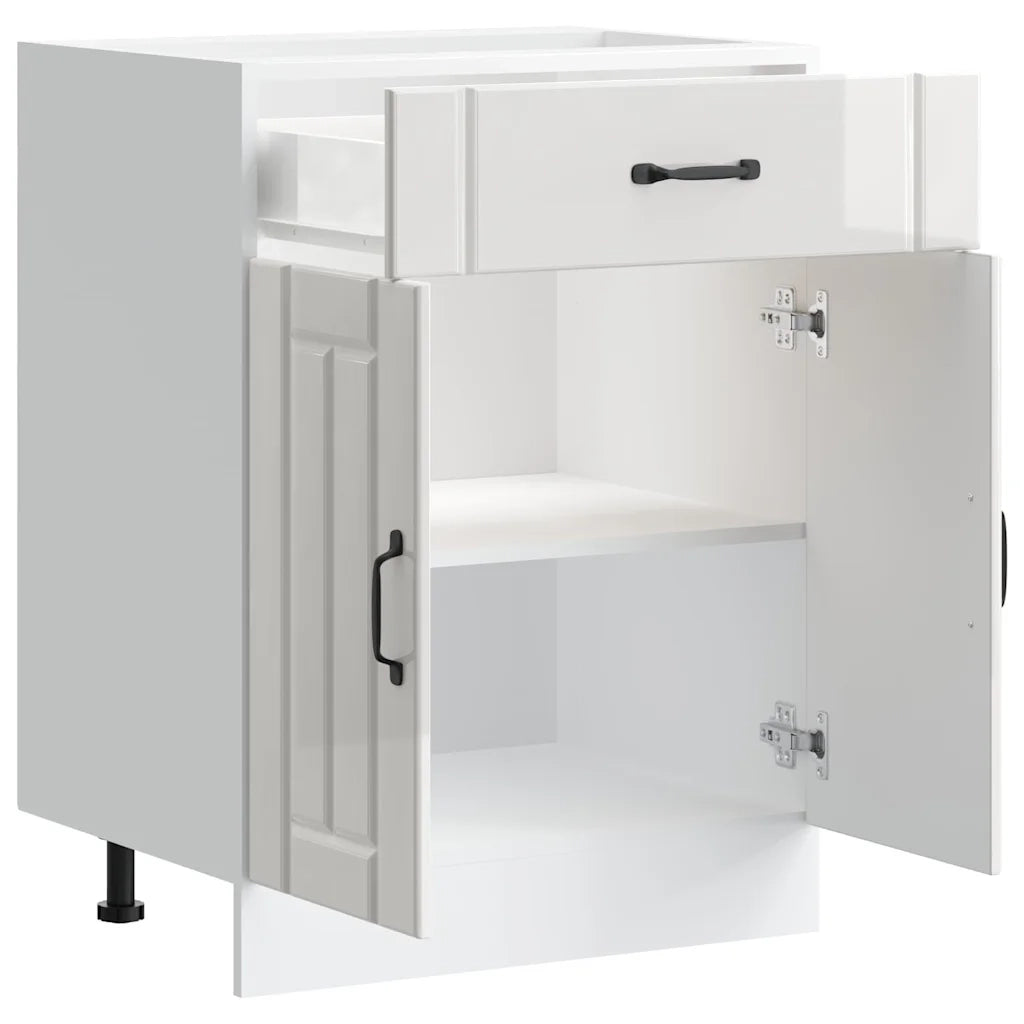 Base da Cucina-Mobile Base da Cucina Lucca Bianco Lucido in Legno Multistrato 575367
