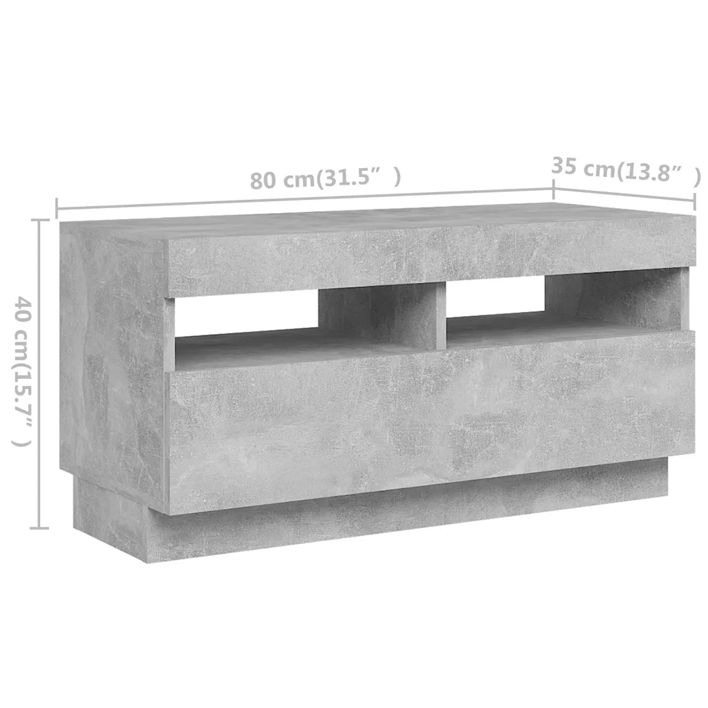 Mobile Porta TV con Luci LED Grigio Cemento 260x35x40 cm cod mxl 13403