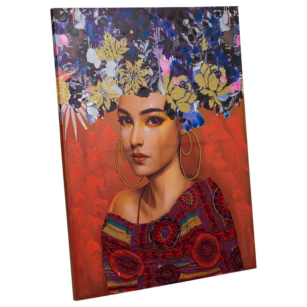 Quadro dipinto a mano con rilievo rosso 90x120x3h